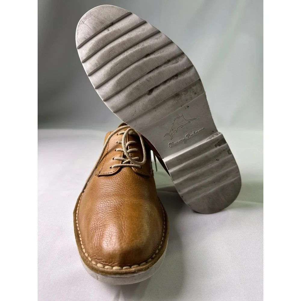 RARE Tommy Bahama Gilford Mens 9M Brown Leather Casual Derby Oxfords Brazil Shoe